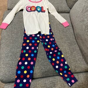 Gymboree White and Pink 'COOL' Pajama Set with Polka Dots